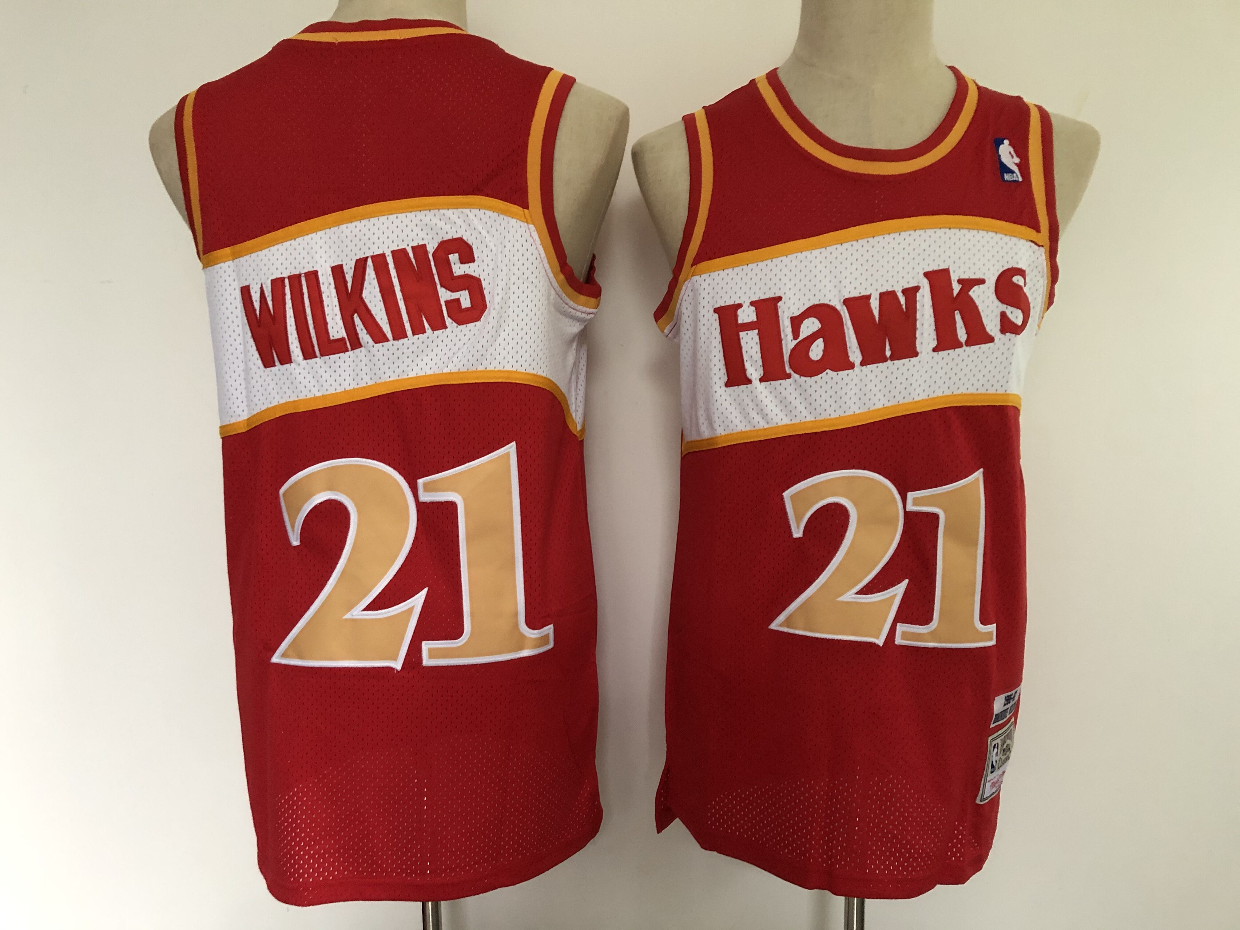 Men Atlanta Hawks 21 Wilkins Red Throwback NBA Jersey